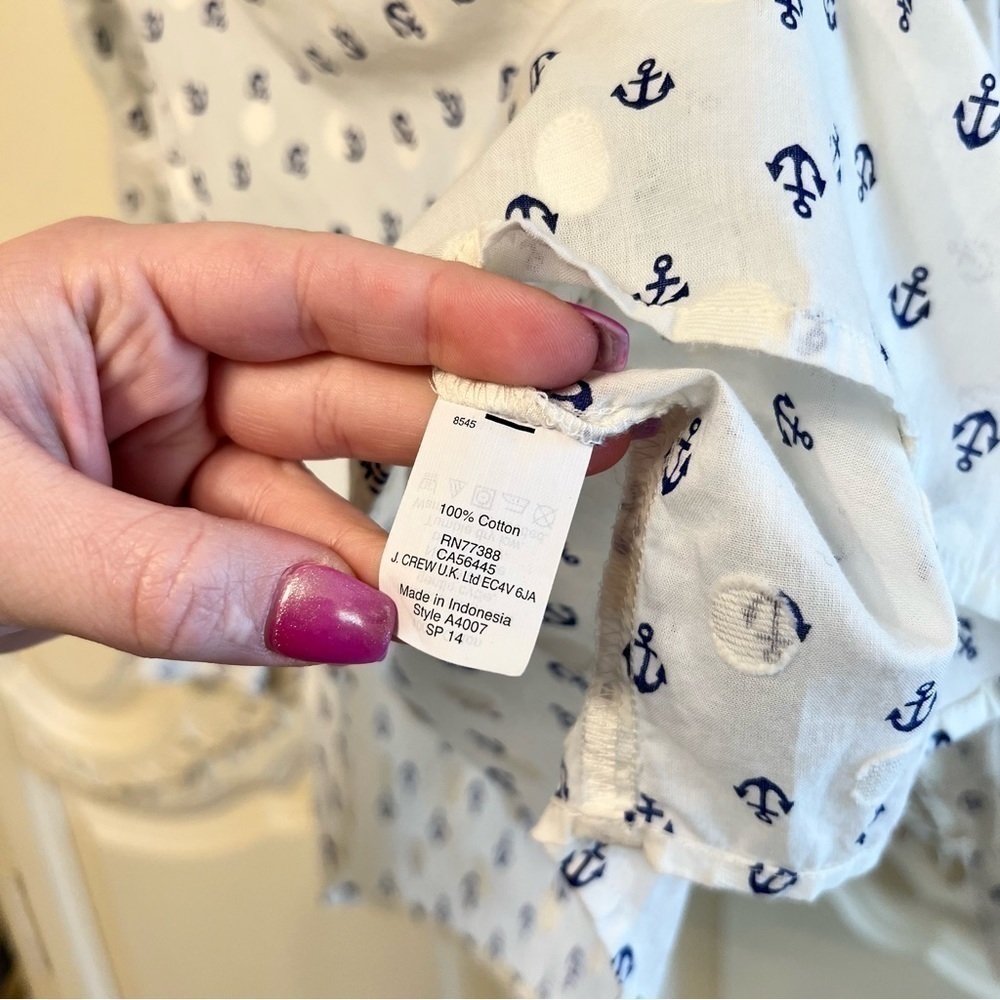 J Crew Factory Women’s Cotton Half Button-Down Top in Cream and Navy, Size Small - Picture 9 of 10